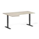 Höhenverstellbarer Schreibtisch, 2 Motoren, 74-121 cm, Ecke L/R, Tischplatte 160x120 cm, schwarzes Metallgestell, Eiche natur
