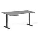 Höhenverstellbarer Schreibtisch, 2 Motoren, 74-121 cm, Ecke L/R, Tischplatte 160x120 cm, schwarzes Metallgestell, graphit