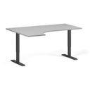 Höhenverstellbarer Schreibtisch, 2 Motoren, 74-121 cm, Ecke L/R, Tischplatte 160x120 cm, schwarzes Metallgestell, grau
