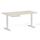Höhenverstellbarer Schreibtisch, 2 Motoren, 74-121 cm, Ecke L/R, Tischplatte 160x120 cm, weißes Metallgestell, Birke