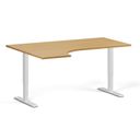 Höhenverstellbarer Schreibtisch, 2 Motoren, 74-121 cm, Ecke L/R, Tischplatte 160x120 cm, weißes Metallgestell, Buche