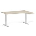 Höhenverstellbarer Schreibtisch, 2 Motoren, 74-121 cm, Ecke L/R, Tischplatte 160x120 cm, weißes Metallgestell, Eiche natur