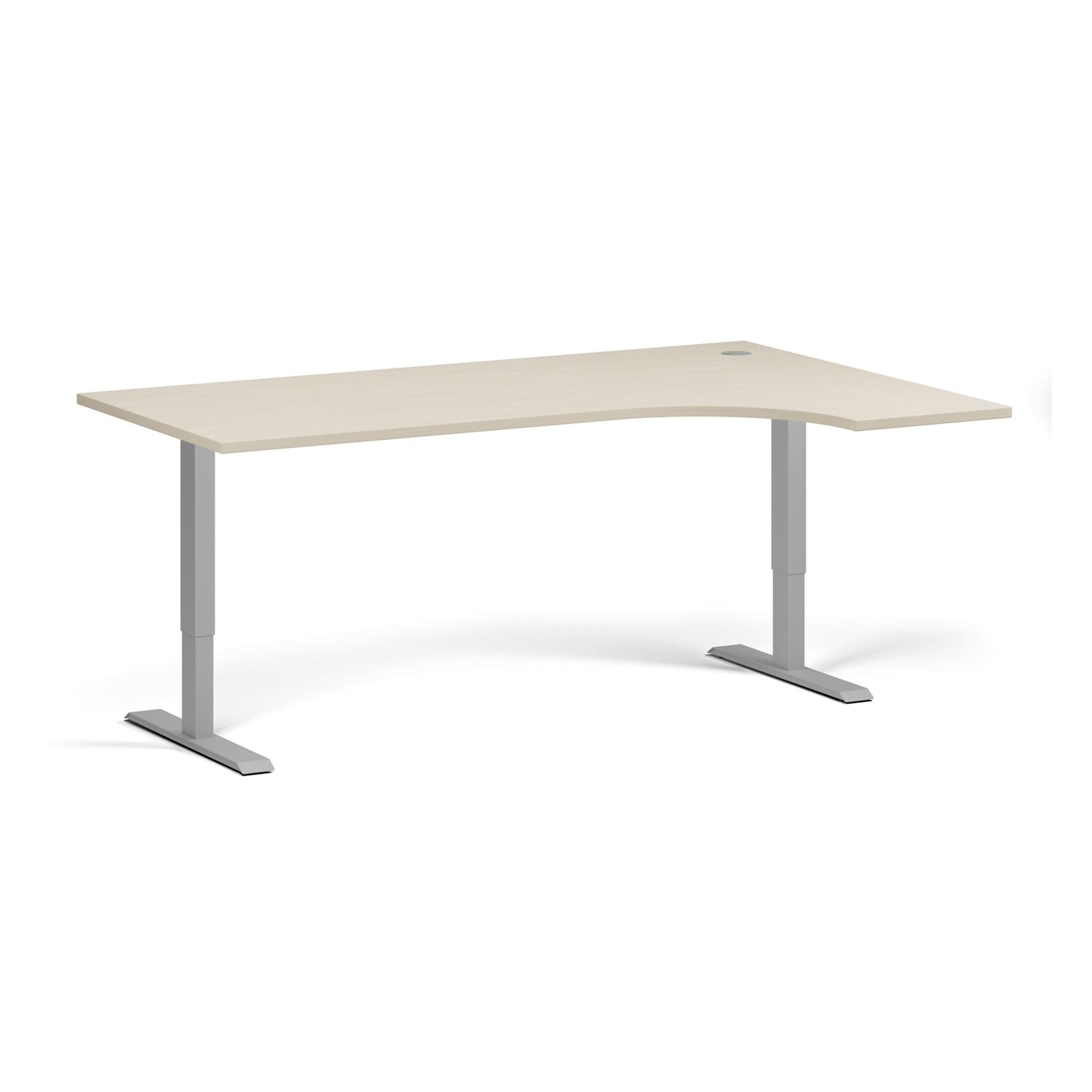 Höhenverstellbarer Schreibtisch, 2 Motoren, 74-121 cm, Ecke L/R, Tischplatte 180x120 cm, graues Metallgestell