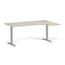 Höhenverstellbarer Schreibtisch, 2 Motoren, 74-121 cm, Ecke L/R, Tischplatte 180x120 cm, graues Metallgestell, Eiche natur