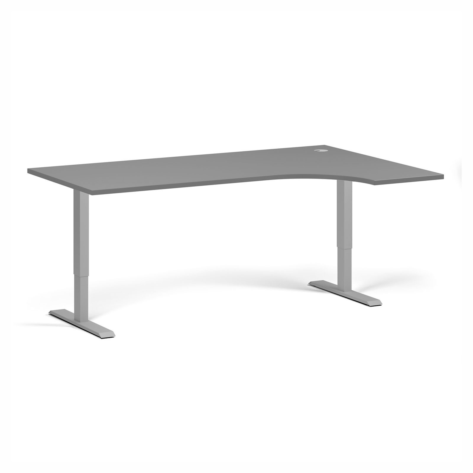 B2B Partner Höhenverstellbarer Schreibtisch, 2 Motoren, 74-121 cm, Ecke L/R, Tischplatte 180x120 cm, graues Metallgestell, Graphit