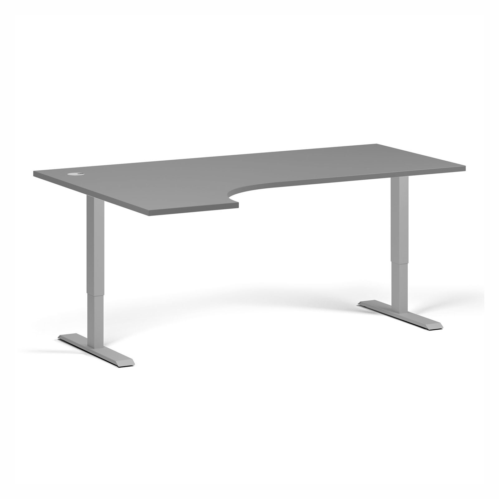 B2B Partner Höhenverstellbarer Schreibtisch, 2 Motoren, 74-121 cm, Ecke L/R, Tischplatte 180x120 cm, graues Metallgestell, Graphit 2