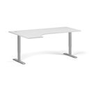 Höhenverstellbarer Schreibtisch, 2 Motoren, 74-121 cm, Ecke L/R, Tischplatte 180x120 cm, graues Metallgestell, weiß
