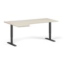 Höhenverstellbarer Schreibtisch, 2 Motoren, 74-121 cm, Ecke L/R, Tischplatte 180x120 cm, schwarzes Metallgestell, Birke
