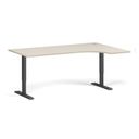 Höhenverstellbarer Schreibtisch, 2 Motoren, 74-121 cm, Ecke L/R, Tischplatte 180x120 cm, schwarzes Metallgestell, Birke
