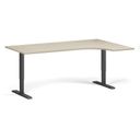 Höhenverstellbarer Schreibtisch, 2 Motoren, 74-121 cm, Ecke L/R, Tischplatte 180x120 cm, schwarzes Metallgestell, Eiche natur