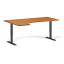Höhenverstellbarer Schreibtisch, 2 Motoren, 74-121 cm, Ecke L/R, Tischplatte 180x120 cm, schwarzes Metallgestell, Kirsche