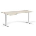 Höhenverstellbarer Schreibtisch, 2 Motoren, 74-121 cm, Ecke L/R, Tischplatte 180x120 cm, weißes Metallgestell, Birke