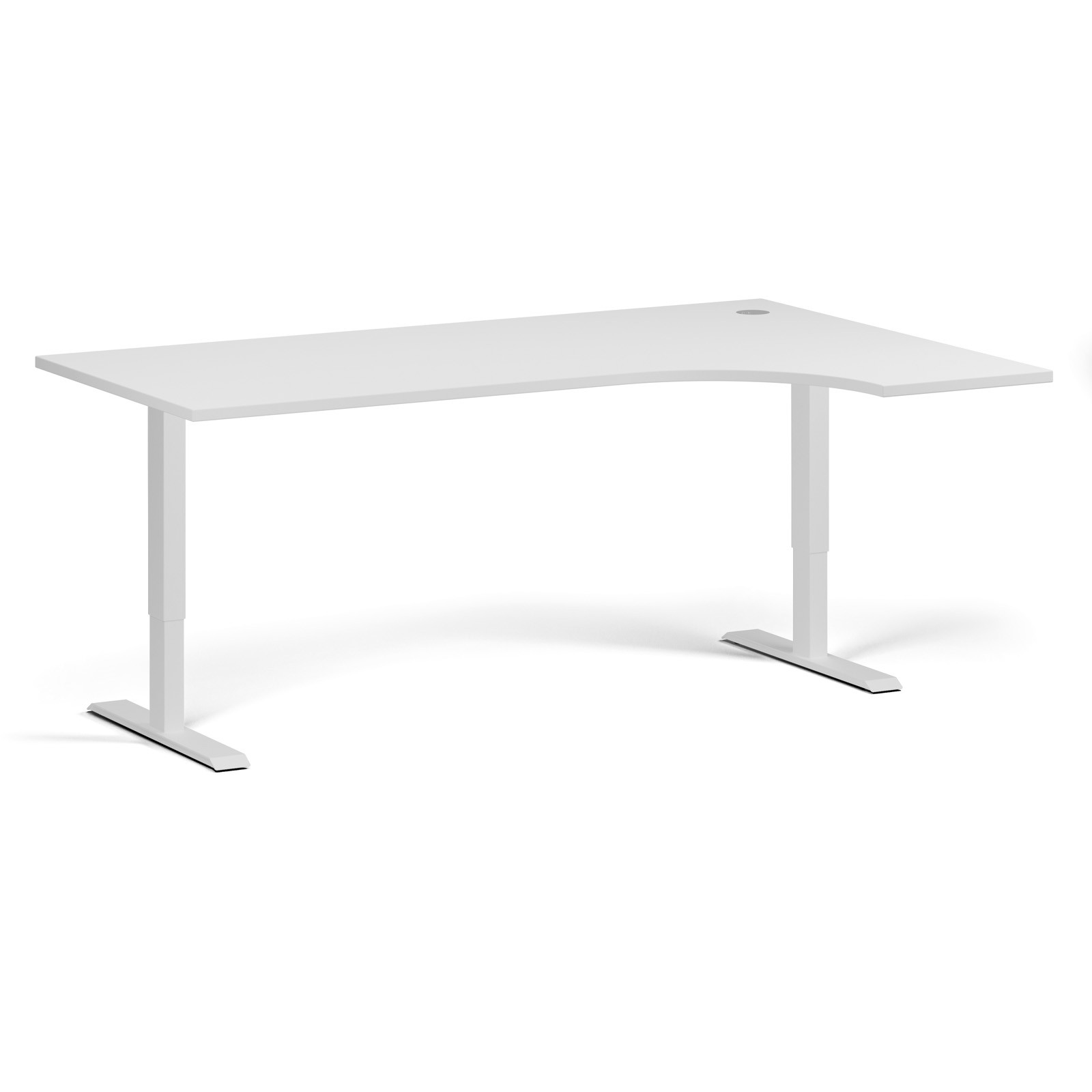 B2B Partner Höhenverstellbarer Schreibtisch, 2 Motoren, 74-121 cm, Ecke L/R, Tischplatte 180x120 cm, weißes Metallgestell, weiß