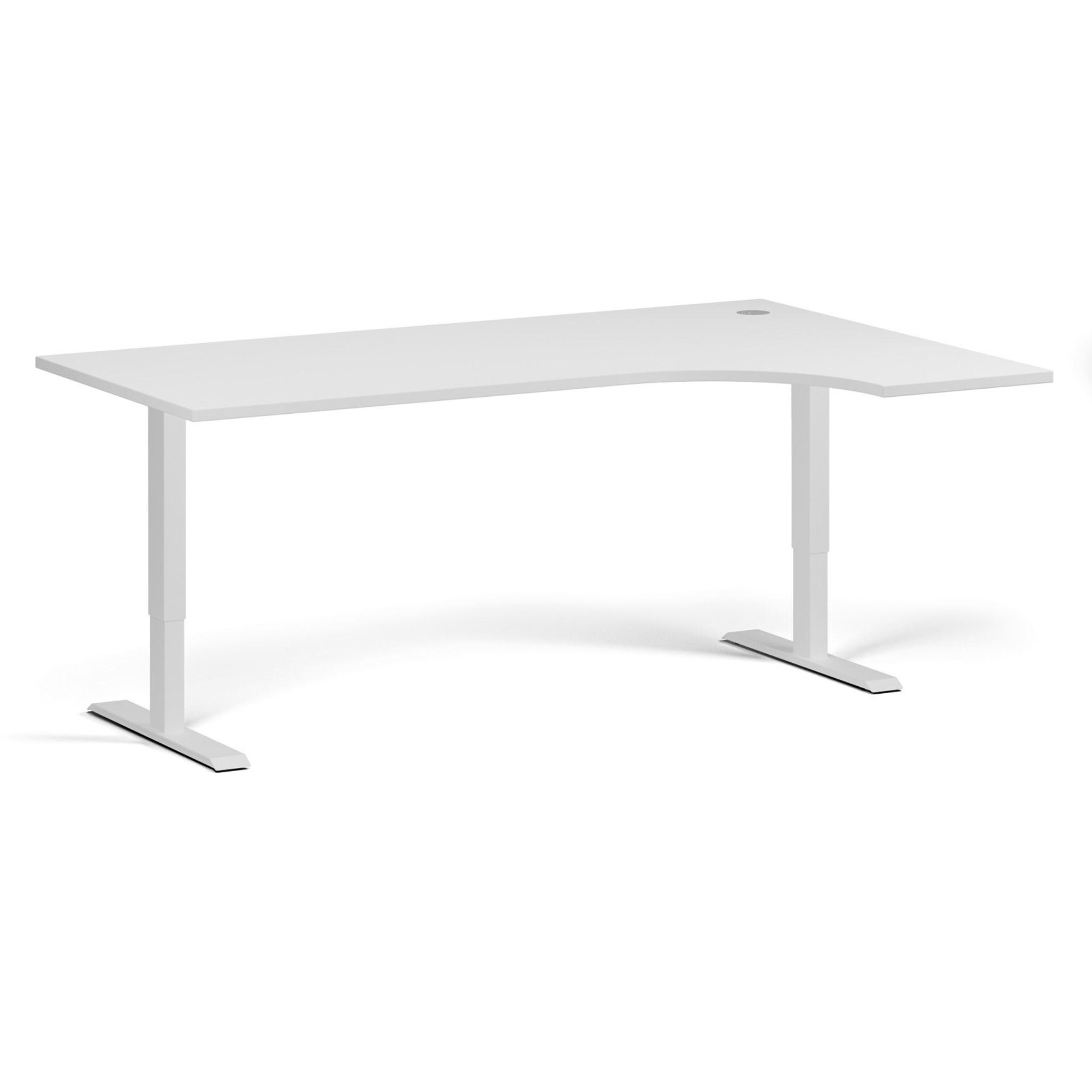 Höhenverstellbarer Schreibtisch, 2 Motoren, 74-121 cm, Ecke L/R, Tischplatte 180x120 cm, weißes Metallgestell, weiß