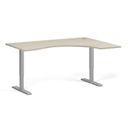 Höhenverstellbarer Schreibtisch, 2 Motoren, 74-121 cm, ergonomisch L/R, Tischplatte 160x120 cm, graues Metallgestell, Eiche natur