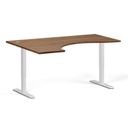 Höhenverstellbarer Schreibtisch, 2 Motoren, 74-121 cm, ergonomisch L/R, Tischplatte 160x120 cm, weißes Metallgestell, Nussbaum