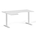 Höhenverstellbarer Schreibtisch, 2 Motoren, 74-121 cm, ergonomisch L/R, Tischplatte 160x120 cm, weißes Metallgestell, weiß