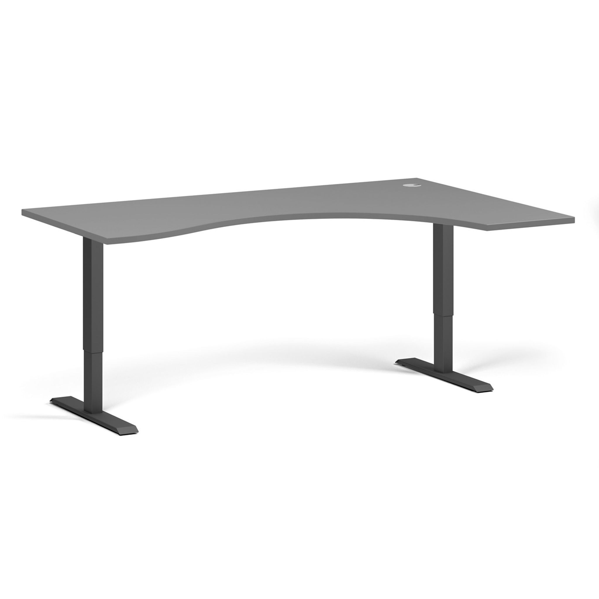 Höhenverstellbarer Schreibtisch, 2 Motoren, 74-121 cm, ergonomisch L/R, Tischplatte 180x120 cm, schwarzes Metallgestell, graphit