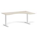 Höhenverstellbarer Schreibtisch, 2 Motoren, 74-121 cm, ergonomisch L/R, Tischplatte 180x120 cm, weißes Metallgestell, Birke
