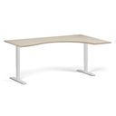 Höhenverstellbarer Schreibtisch, 2 Motoren, 74-121 cm, ergonomisch L/R, Tischplatte 180x120 cm, weißes Metallgestell, Eiche natur