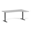 Höhenverstellbarer Schreibtisch, 2 Motoren, 74-121 cm, links/rechts, Tischplatte 180x120 cm, schwarzes Metallgestell, grau
