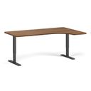 Höhenverstellbarer Schreibtisch, 2 Motoren, 74-121 cm, links/rechts, Tischplatte 180x120 cm, schwarzes Metallgestell, Nussbaum