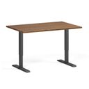 Höhenverstellbarer Schreibtisch, 2 Motoren, 74-121 cm, Tischplatte 120x80 cm, schwarzes Metallgestell, Nussbaum