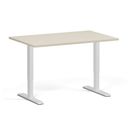 Höhenverstellbarer Schreibtisch, 2 Motoren, 74-121 cm, Tischplatte 120x80 cm, weißes Metallgestell, Birke