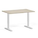 Höhenverstellbarer Schreibtisch, 2 Motoren, 74-121 cm, Tischplatte 120x80 cm, weißes Metallgestell, Eiche natur