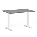 Höhenverstellbarer Schreibtisch, 2 Motoren, 74-121 cm, Tischplatte 120x80 cm, weißes Metallgestell, Graphit