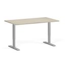 Höhenverstellbarer Schreibtisch, 2 Motoren, 74-121 cm, Tischplatte 140x80 cm, graues Metallgestell, Eiche natur