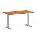 Höhenverstellbarer Schreibtisch, 2 Motoren, 74-121 cm, Tischplatte 140x80 cm, graues Metallgestell, Kirschbaum
