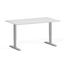 Höhenverstellbarer Schreibtisch, 2 Motoren, 74-121 cm, Tischplatte 140x80 cm, graues Metallgestell, weiß