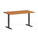Höhenverstellbarer Schreibtisch, 2 Motoren, 74-121 cm, Tischplatte 140x80 cm, schwarzes Metallgestell, Kirsche