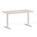Höhenverstellbarer Schreibtisch, 2 Motoren, 74-121 cm, Tischplatte 140x80 cm, weißes Metallgestell, Birke
