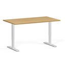 Höhenverstellbarer Schreibtisch, 2 Motoren, 74-121 cm, Tischplatte 140x80 cm, weißes Metallgestell, Buche
