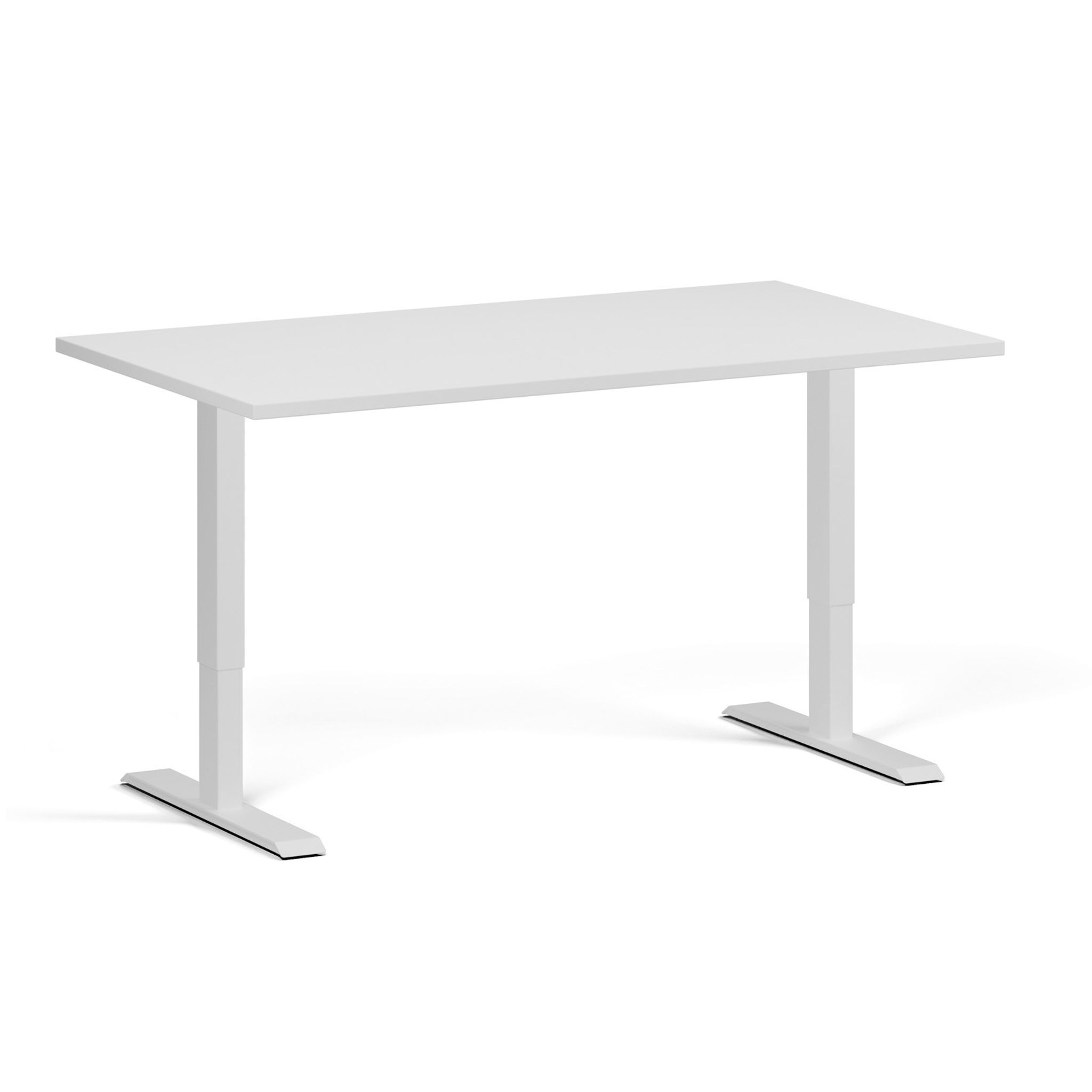 Höhenverstellbarer Schreibtisch, 2 Motoren, 74-121 cm, Tischplatte 140x80 cm, weißes Metallgestell, weiß