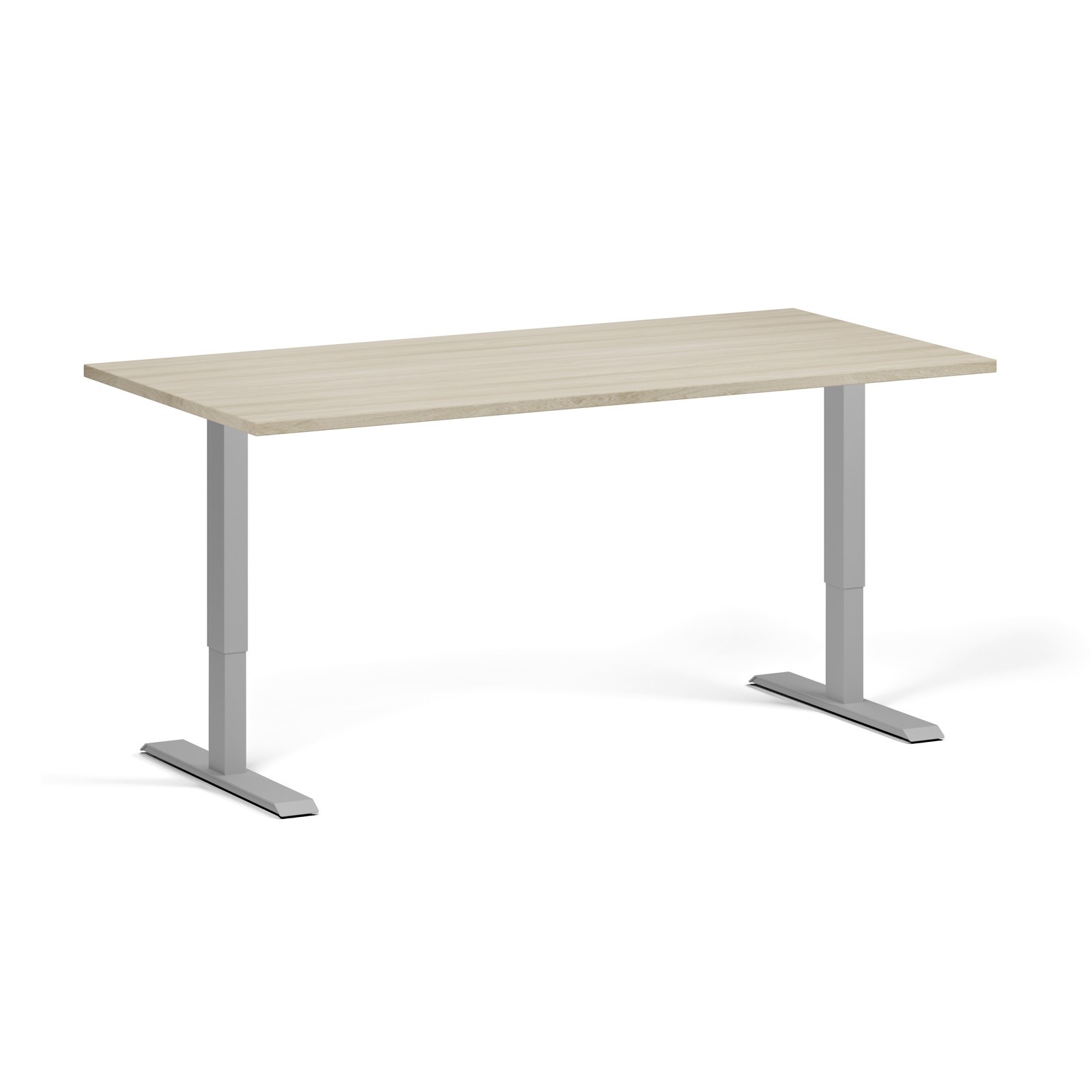B2B Partner Höhenverstellbarer Schreibtisch, 2 Motoren, 74-121 cm, Tischplatte 160x80 cm, graues Metallgestell, Eiche natur