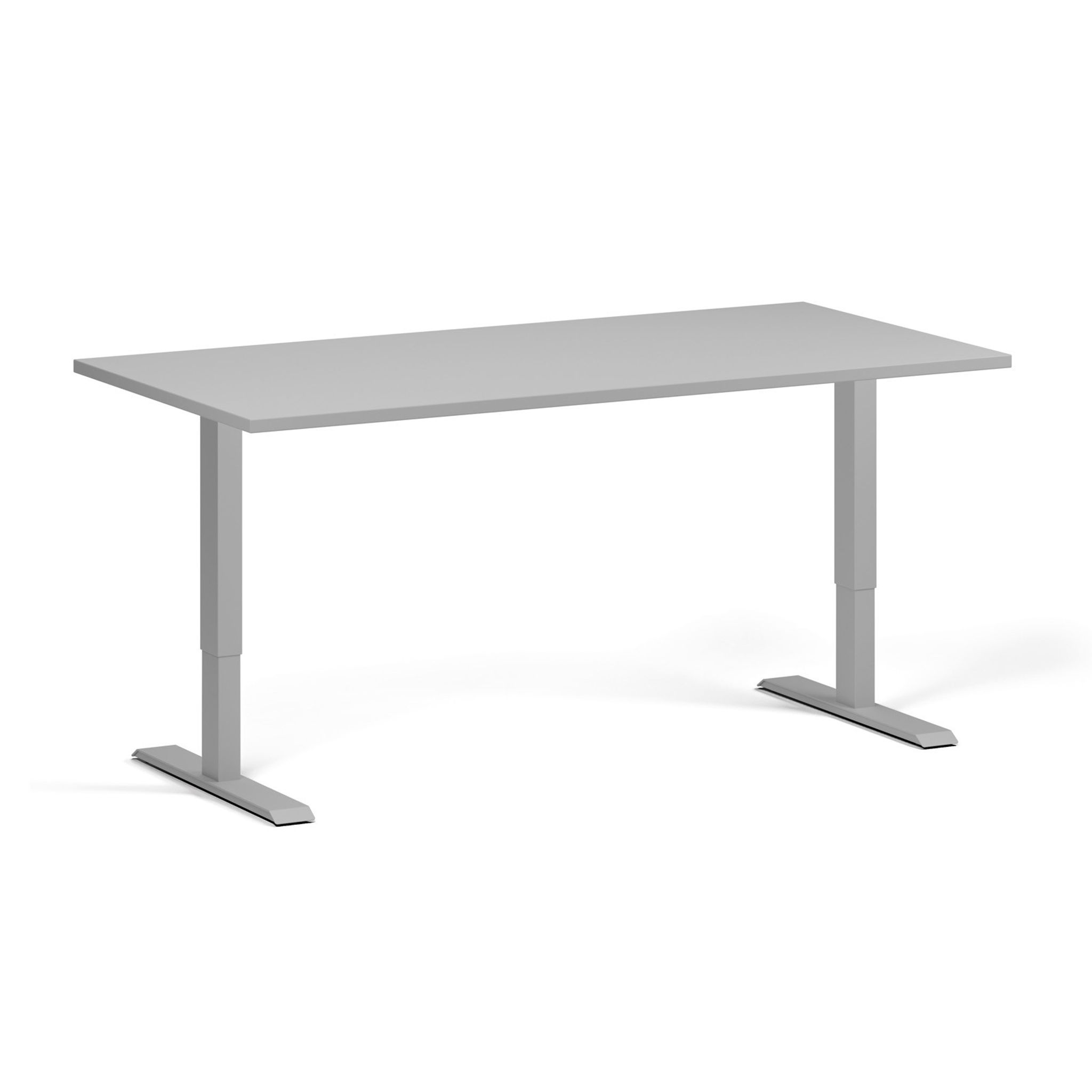 Höhenverstellbarer Schreibtisch, 2 Motoren, 74-121 cm, Tischplatte 160x80 cm, graues Metallgestell, grau