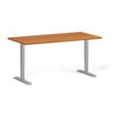 Höhenverstellbarer Schreibtisch, 2 Motoren, 74-121 cm, Tischplatte 160x80 cm, graues Metallgestell, Kirschbaum