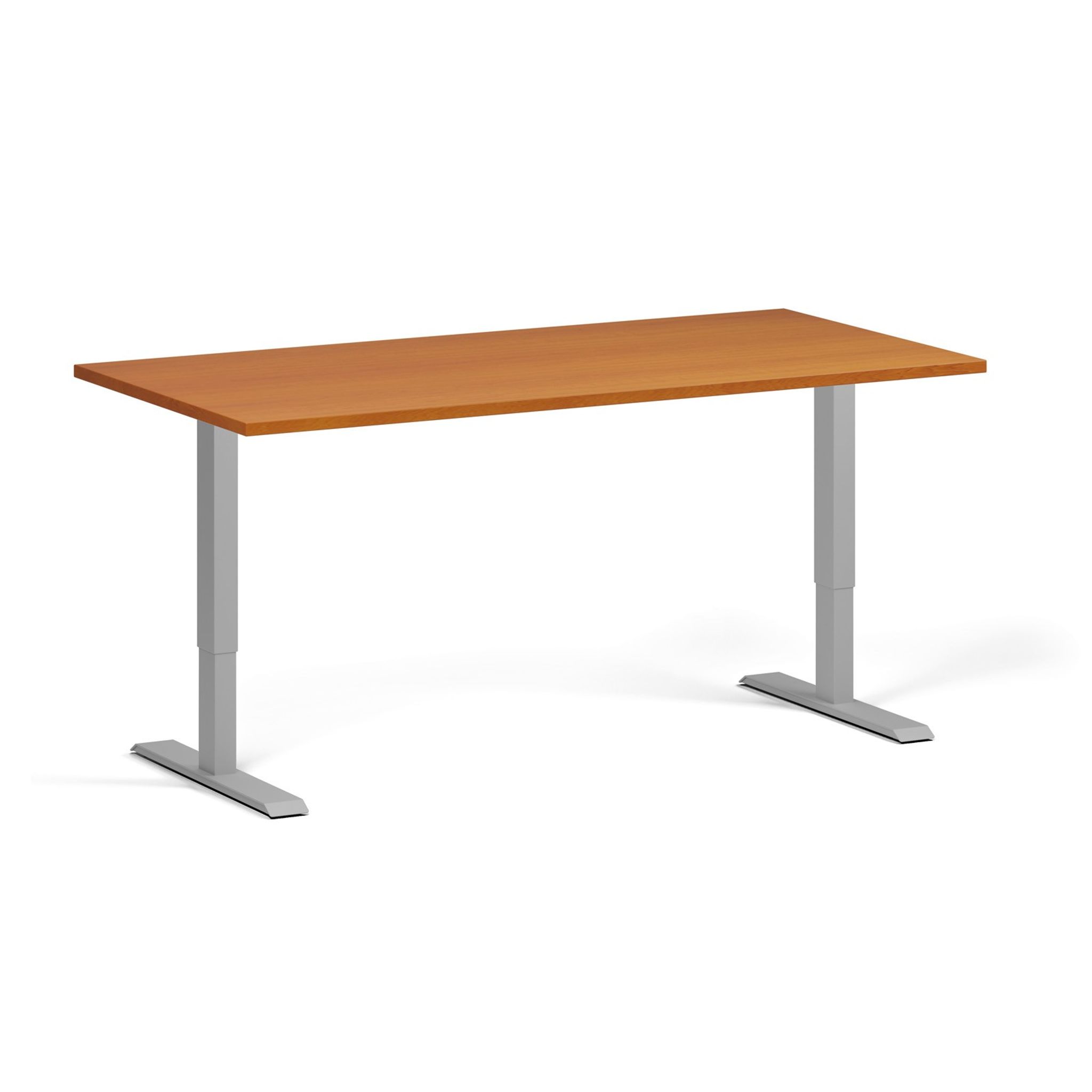 Höhenverstellbarer Schreibtisch, 2 Motoren, 74-121 cm, Tischplatte 160x80 cm, graues Metallgestell, Kirschbaum