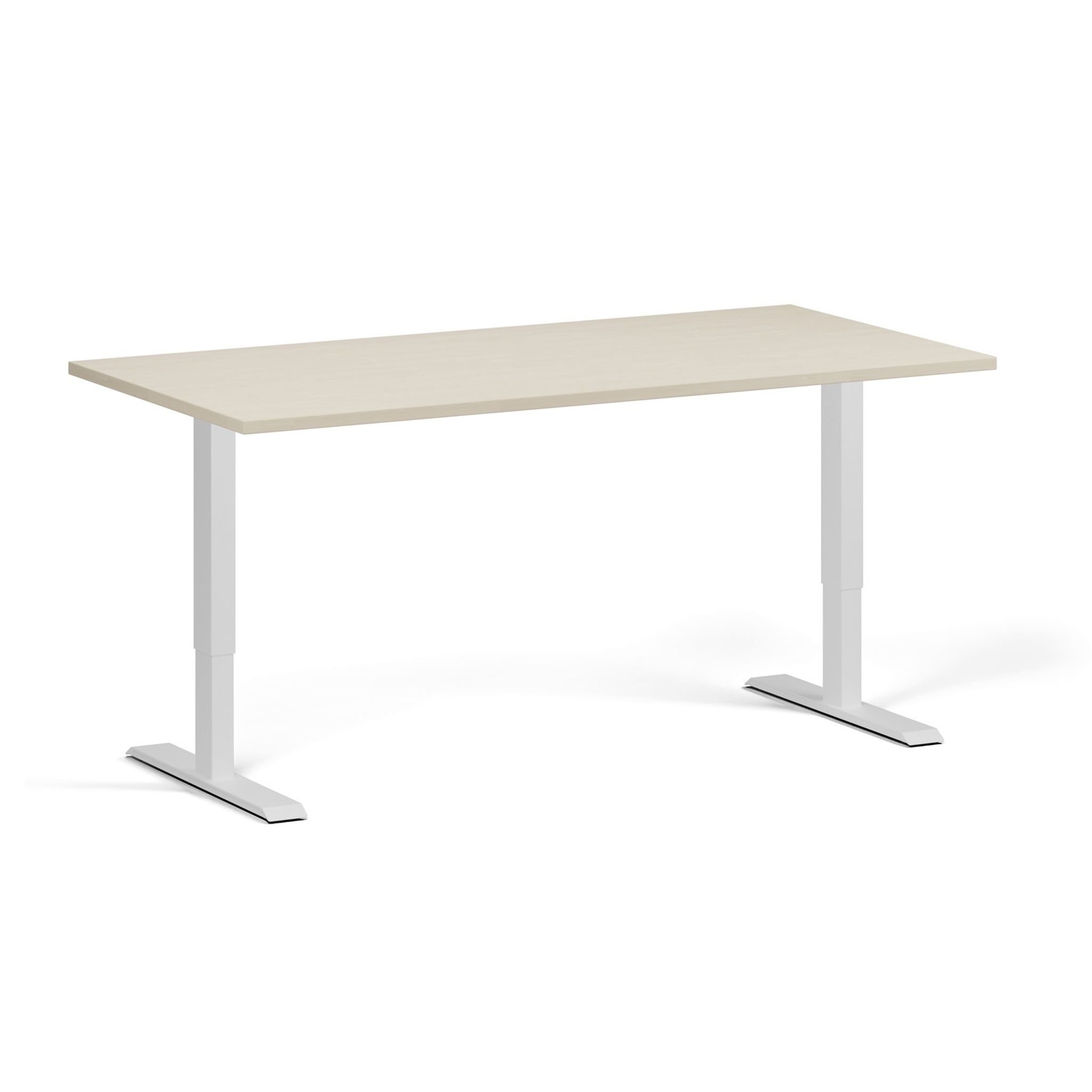 Höhenverstellbarer Schreibtisch, 2 Motoren, 74-121 cm, Tischplatte 160x80 cm, weißes Metallgestell