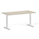 Höhenverstellbarer Schreibtisch, 2 Motoren, 74-121 cm, Tischplatte 160x80 cm, weißes Metallgestell, Eiche natur
