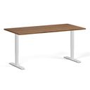 Höhenverstellbarer Schreibtisch, 2 Motoren, 74-121 cm, Tischplatte 160x80 cm, weißes Metallgestell, Nussbaum
