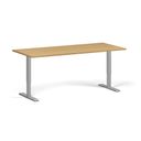 Höhenverstellbarer Schreibtisch, 2 Motoren, 74-121 cm, Tischplatte 180x80 cm, graues Metallgestell, Buche