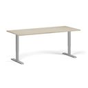 Höhenverstellbarer Schreibtisch, 2 Motoren, 74-121 cm, Tischplatte 180x80 cm, graues Metallgestell, Eiche natur