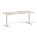 Höhenverstellbarer Schreibtisch, 2 Motoren, 74-121 cm, Tischplatte 180x80 cm, weißes Metallgestell, Birke