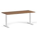 Höhenverstellbarer Schreibtisch, 2 Motoren, 74-121 cm, Tischplatte 180x80 cm, weißes Metallgestell, Nussbaum