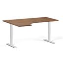 Höhenverstellbarer Schreibtisch, 2 Motoren, 745 - 1215 mm, Ecke L/P, Tischplatte 1600 x 1200 mm, weißes Untergestell, Nussbaum