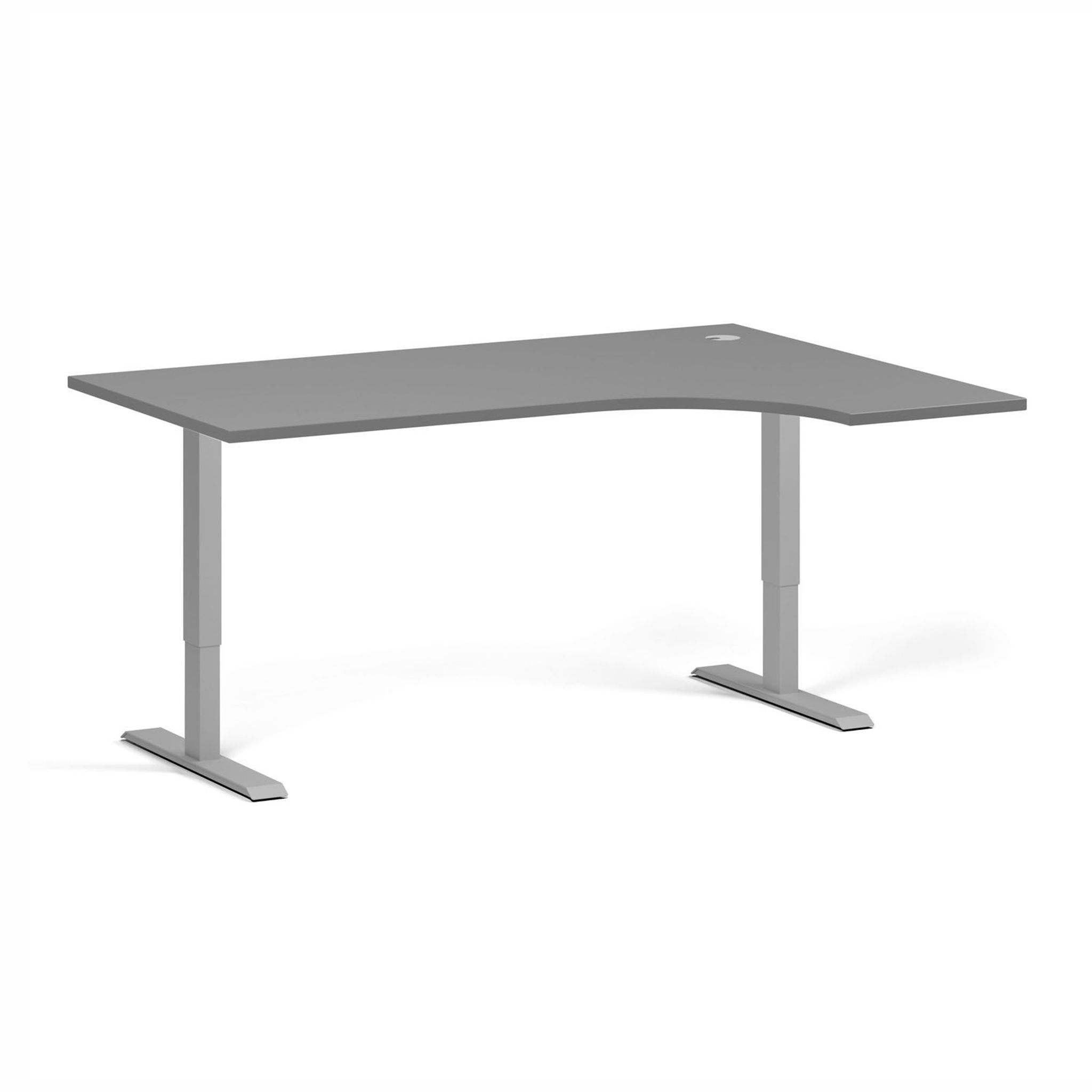 Höhenverstellbarer Schreibtisch, 2 Motoren, 745 - 1215 mm, Ecke L/R, Tischplatte 1600 x 1200 mm, graues Untergestell, Graphit